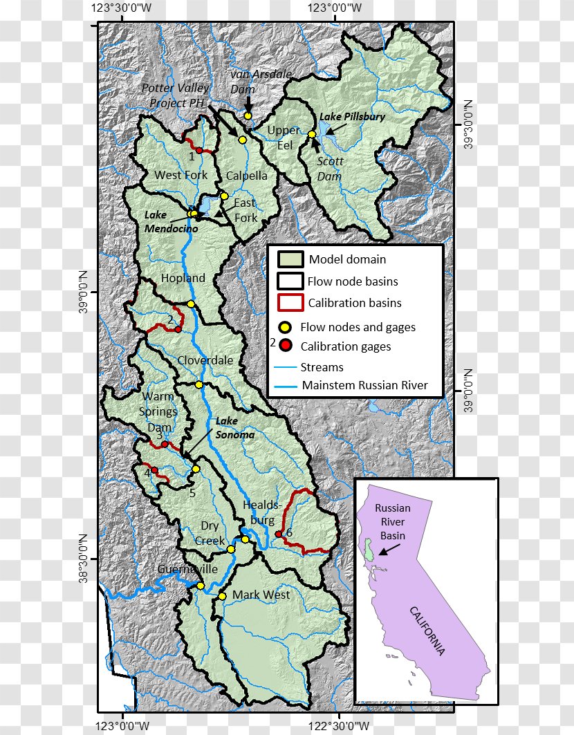 Russian River Valley AVA Eel Map - California Transparent PNG