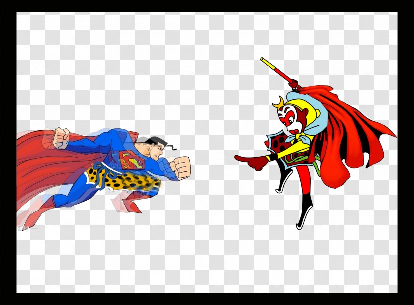 Sun Wukong Journey To The West Cartoon Illustration - Havoc In Heaven - Monkey King And Superman Transparent PNG
