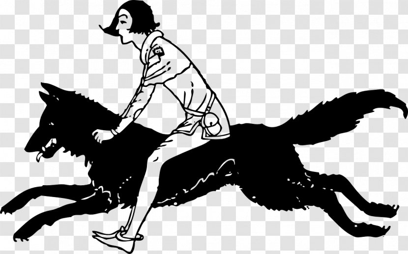 Gray Wolf Horse Equestrian Clip Art - Black - Cartoon Transparent PNG