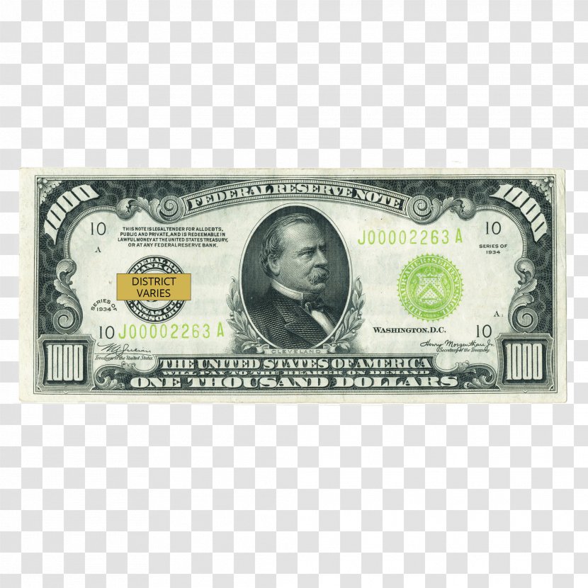 United States One-dollar Bill Dollar Large Denominations Of Currency Banknote Federal Reserve Note Transparent PNG