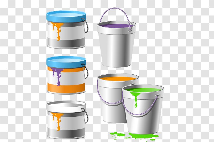 Paint Roller Stock Illustration Royalty-free - Drawing - Colored Bucket Transparent PNG