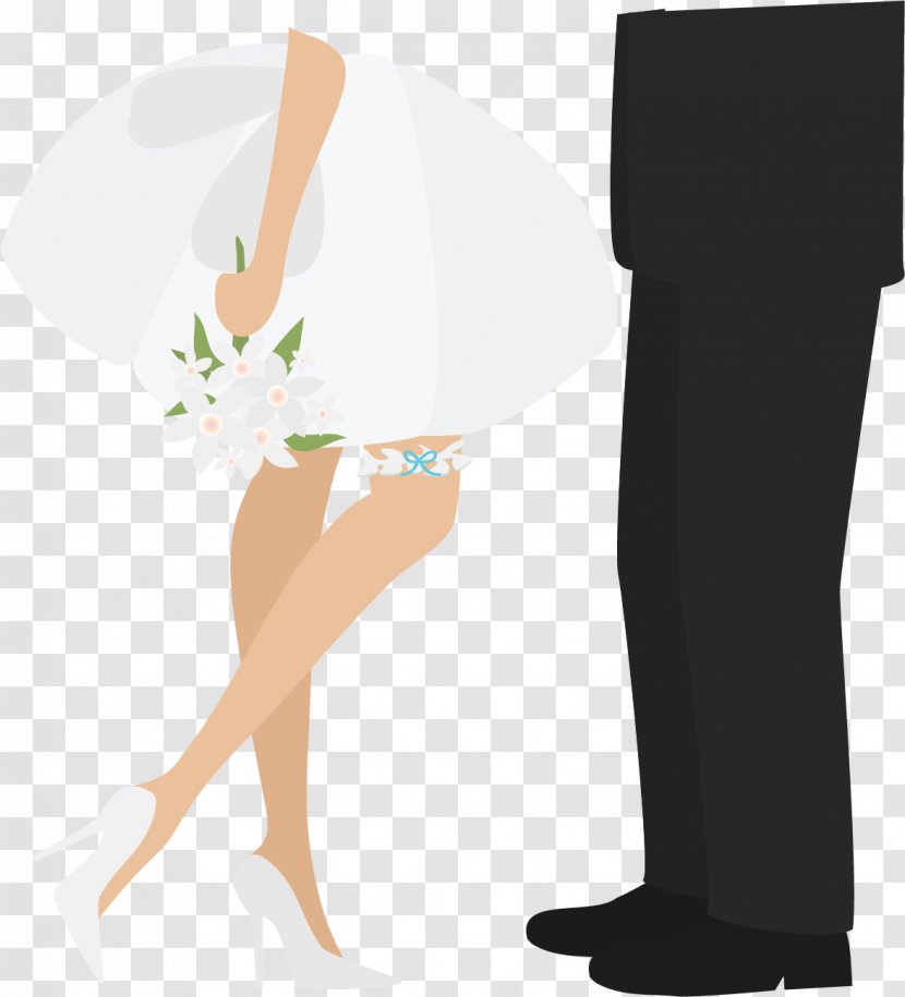 Wedding Invitation Greeting Card Bridal Shower - Flower - Vector Hand-painted Bride And Groom Transparent PNG