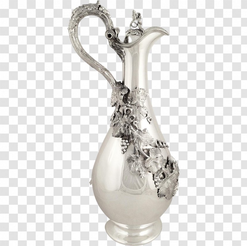 Silver Claret Jug Wine Vase Pitcher - Drinkware - Grape Vine Transparent PNG