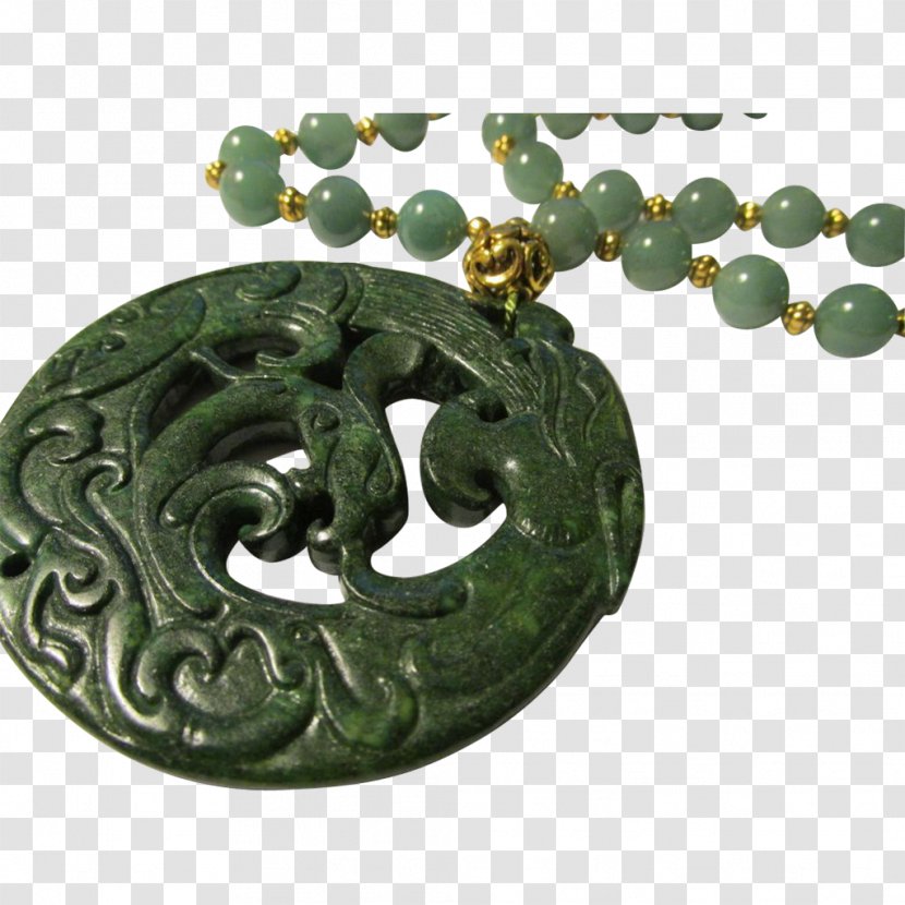 Chinese Jade Locket Aventurine Bead - Dragon And Phoenix Transparent PNG