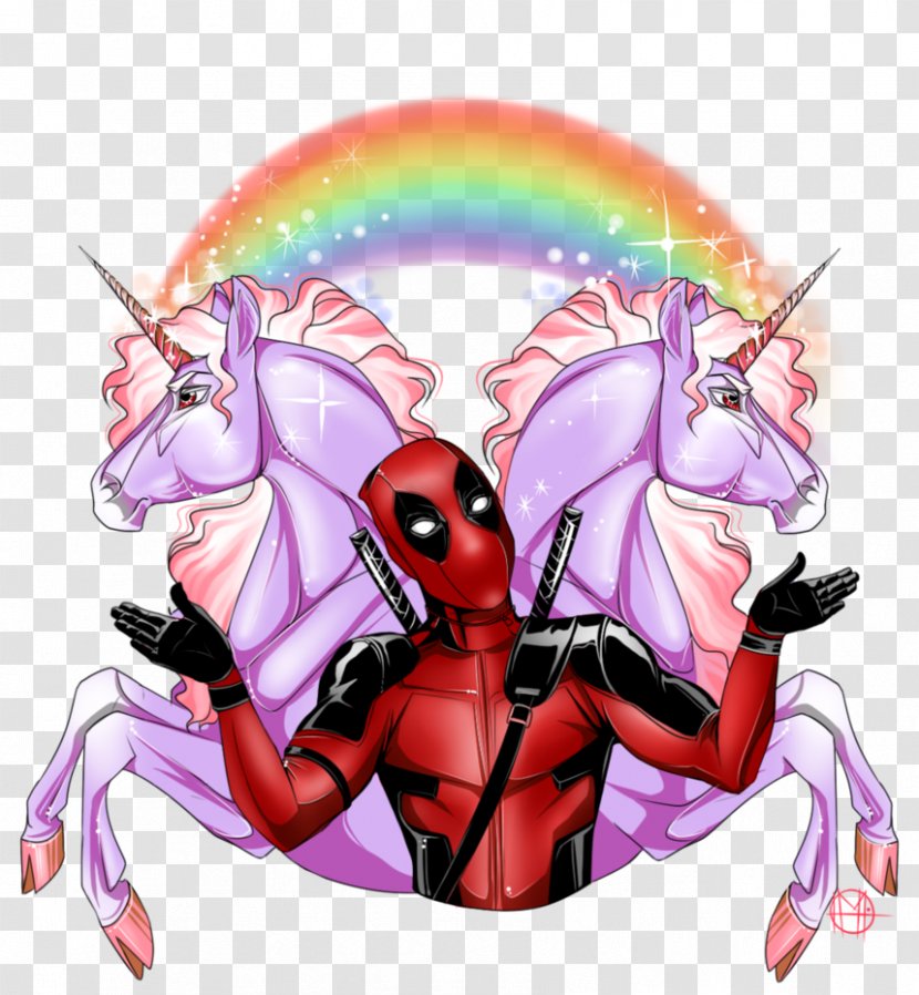 Printed T-shirt Deadpool Sleeve - Unicorn - Dog Transparent PNG