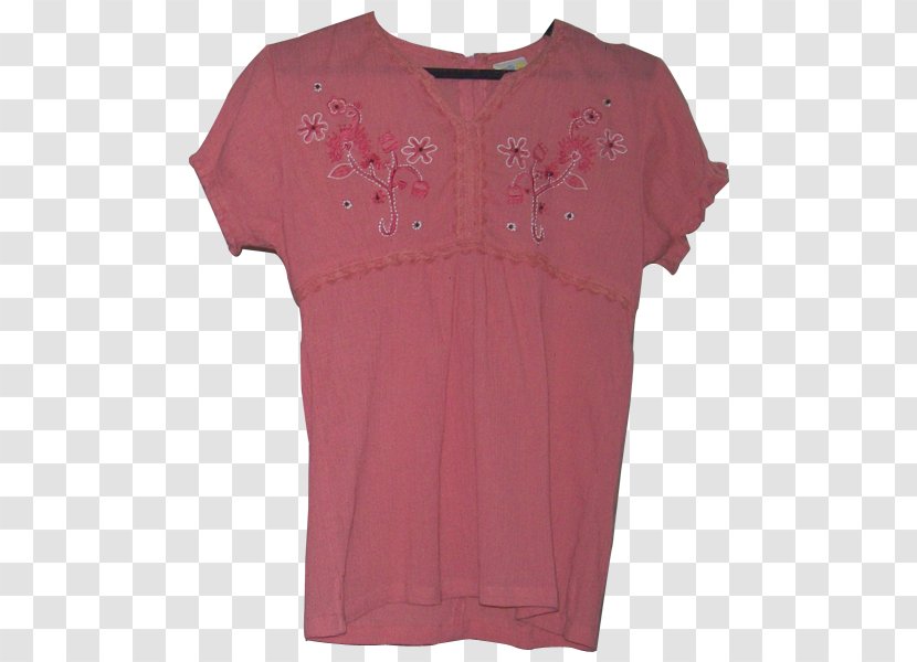 T-shirt Blouse Sleeve Pink M - Top - Cotton Tops Transparent PNG