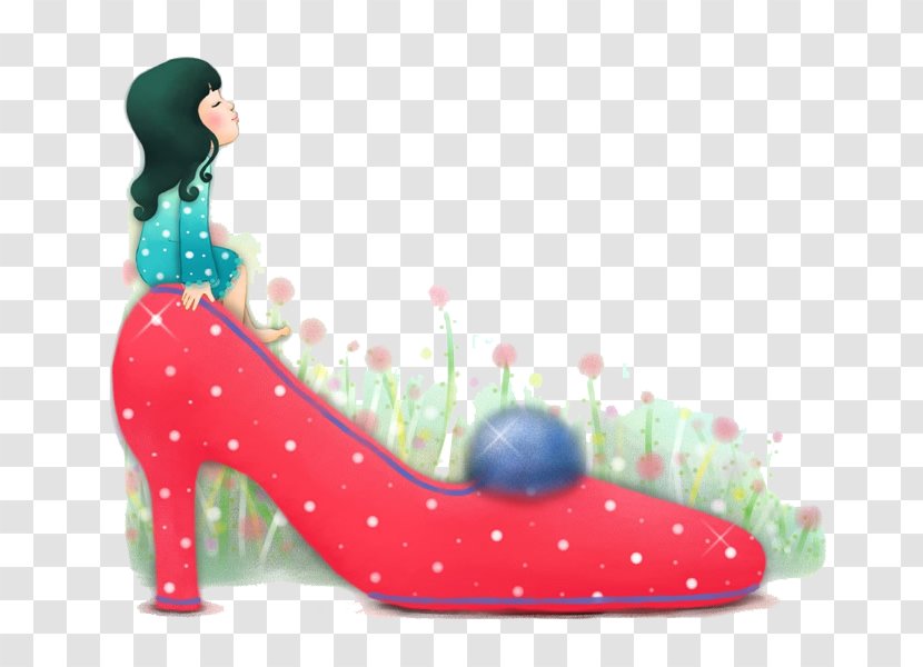 Slipper High-heeled Footwear Shoe Cartoon Illustration - Heart - Children Shoes On Transparent PNG