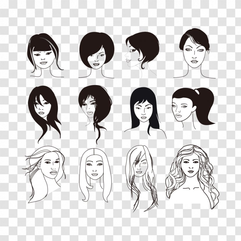 Long Hair Woman Hairstyle Illustration - Silhouette - Women Transparent PNG