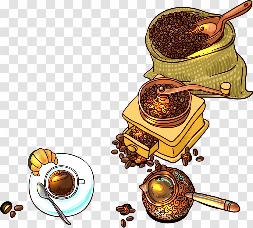 Coffee Bean Cafe Watercolor Painting - Arabica - Vector Hand-painted Beans Transparent PNG