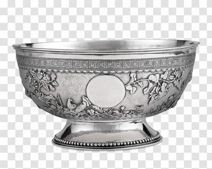 Chinese Export Silver Porcelain Tableware Bowl Transparent PNG