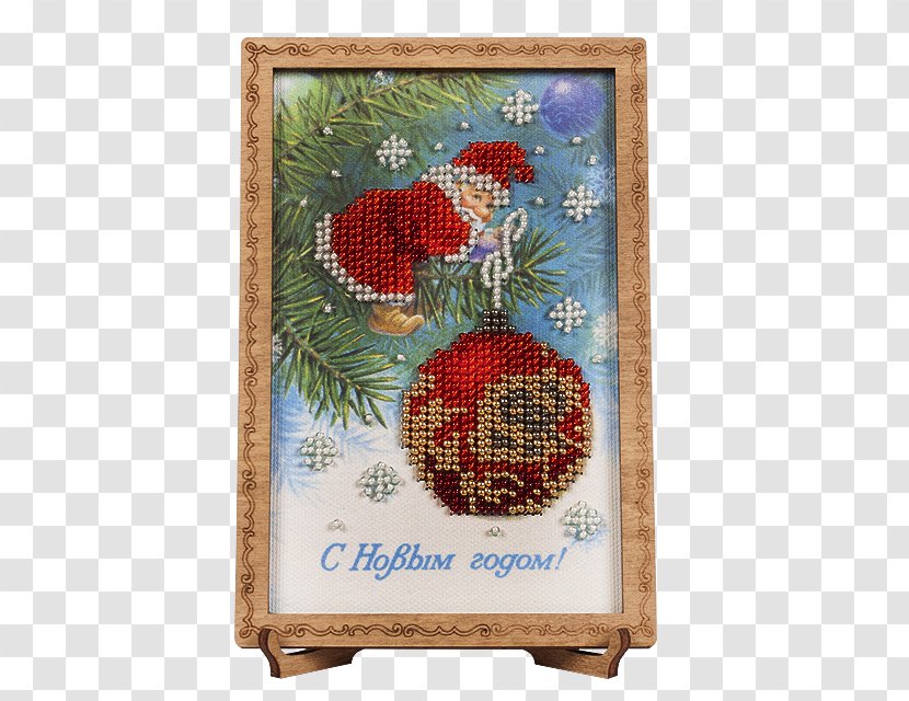 Bead Embroidery Greeting & Note Cards New Year - Christmas Ornament - FLO Transparent PNG