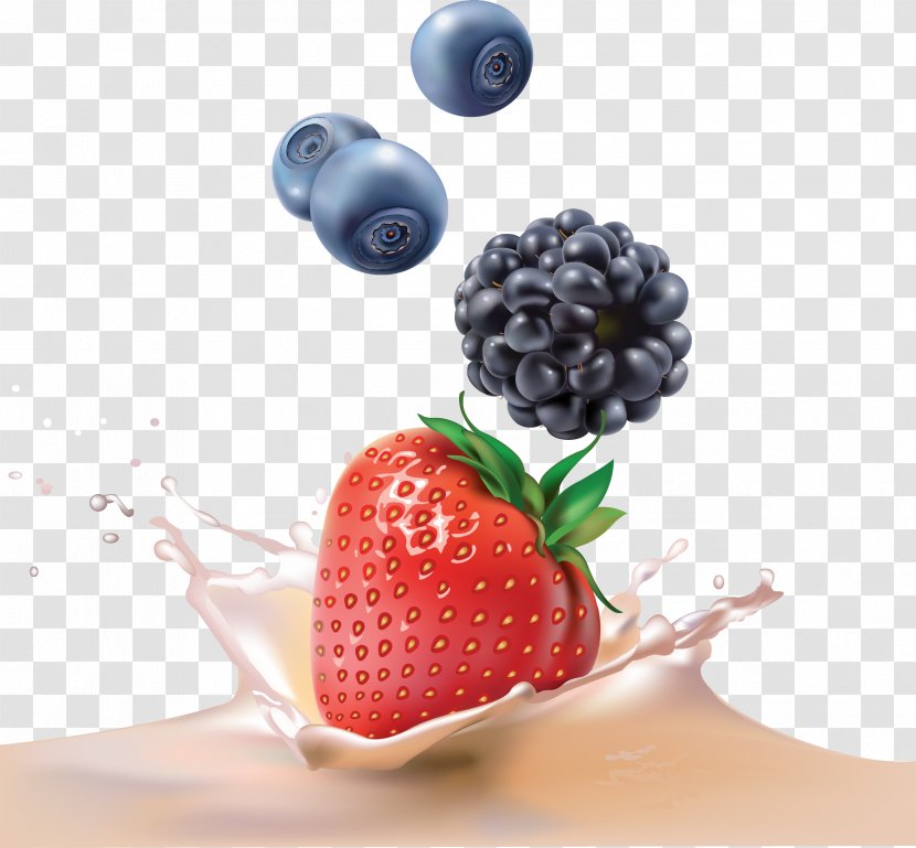 Strawberry Milk Blueberry - Strawberries - Yogurt Transparent PNG