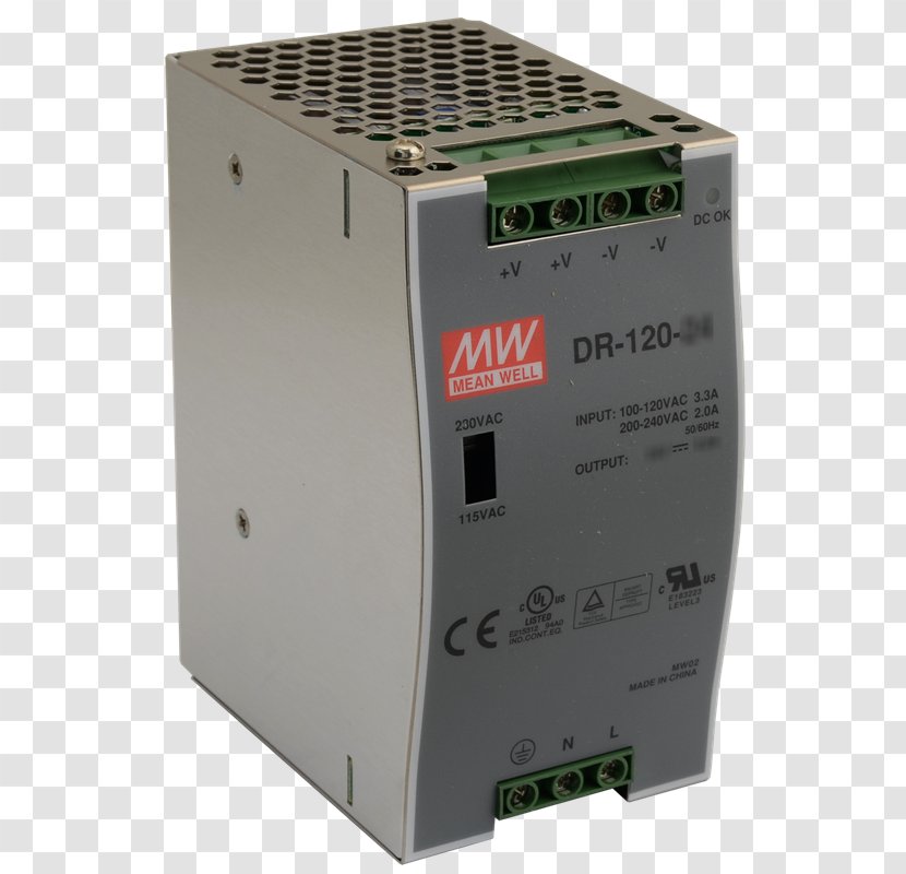 Power Converters MEAN WELL Enterprises Co., Ltd. DIN Rail Electronic Component Direct Current - Distribution - Supply Unit Transparent PNG