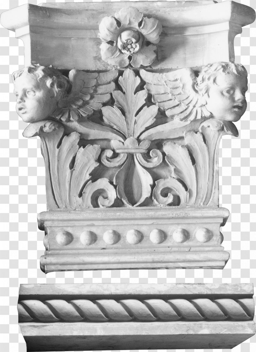 Column DepositFiles Capital Architecture Stone Carving - Black And White Transparent PNG
