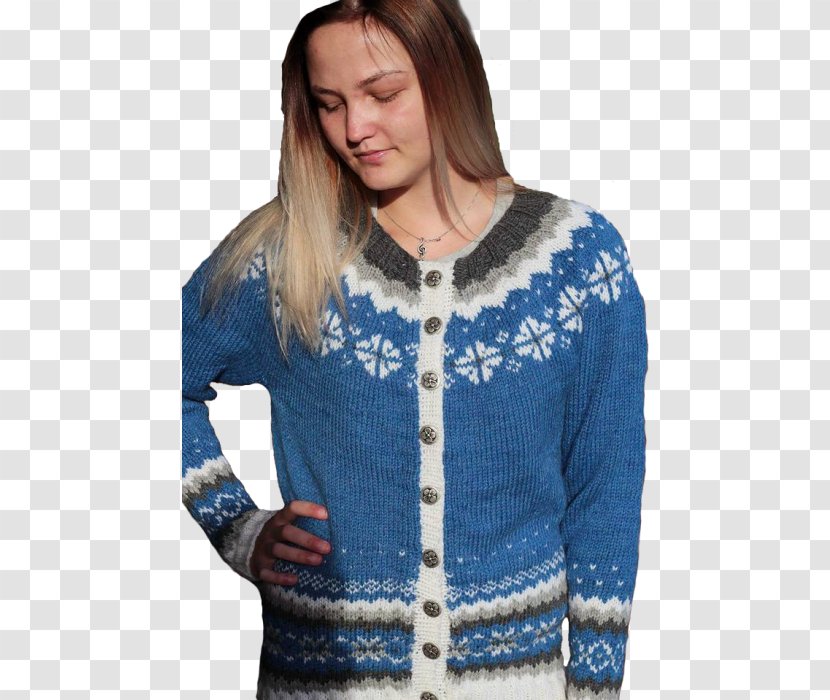 Cardigan Knitting Sleeve Blue Wool - Woolen - Kofte Transparent PNG