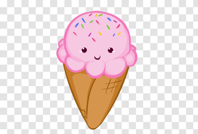 Ice Cream Cone Chocolate Strawberry - Drawing - Cartoon Cones Transparent PNG