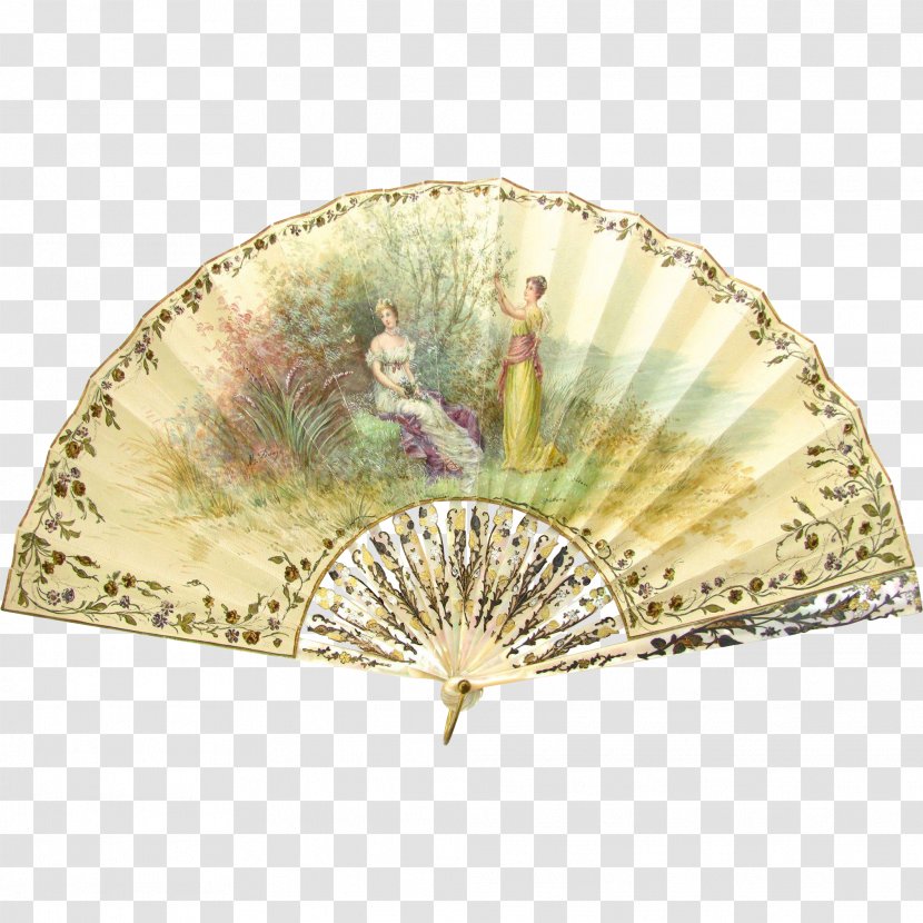 Hand Fan Paper Nacre Antique Dress - Decorative - Hand-painted Scenery Transparent PNG