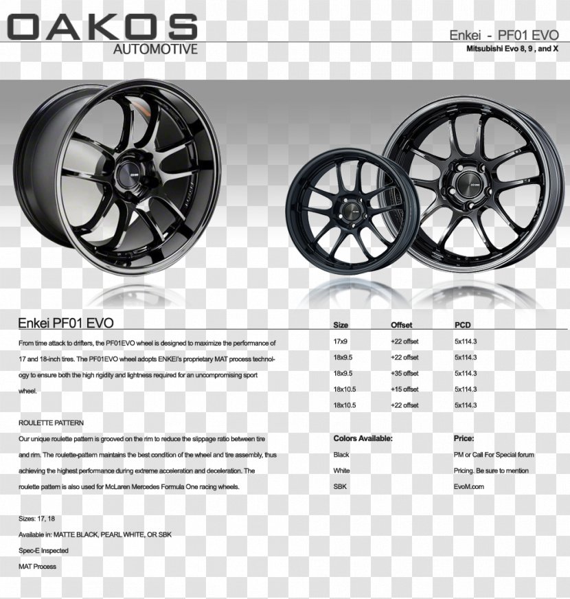 Alloy Wheel Car Tire Spoke Enkei Corporation - Auto Part Transparent PNG