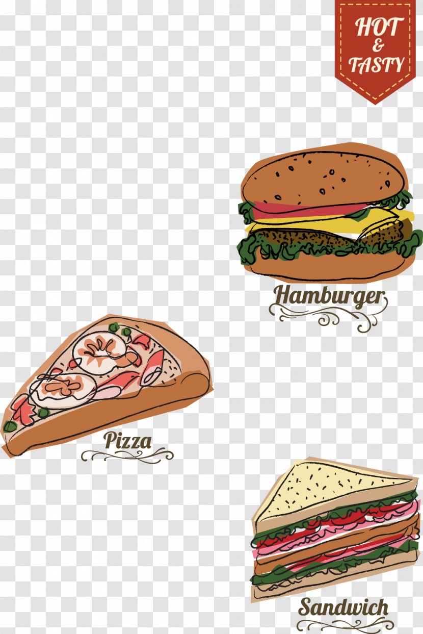 Hamburger Fast Food Hot Dog Menu Restaurant - Vector Burgers And Sandwiches Transparent PNG