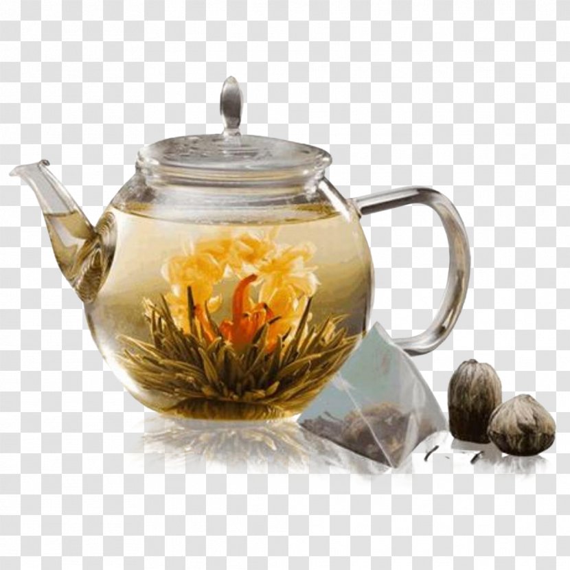 Flowering Tea White Teapot Set - Glass Transparent PNG