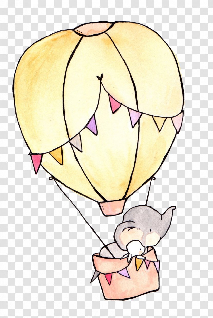 Drawing Elephant Rabbit Art Illustration - Tree - Hot Air Balloon Transparent PNG