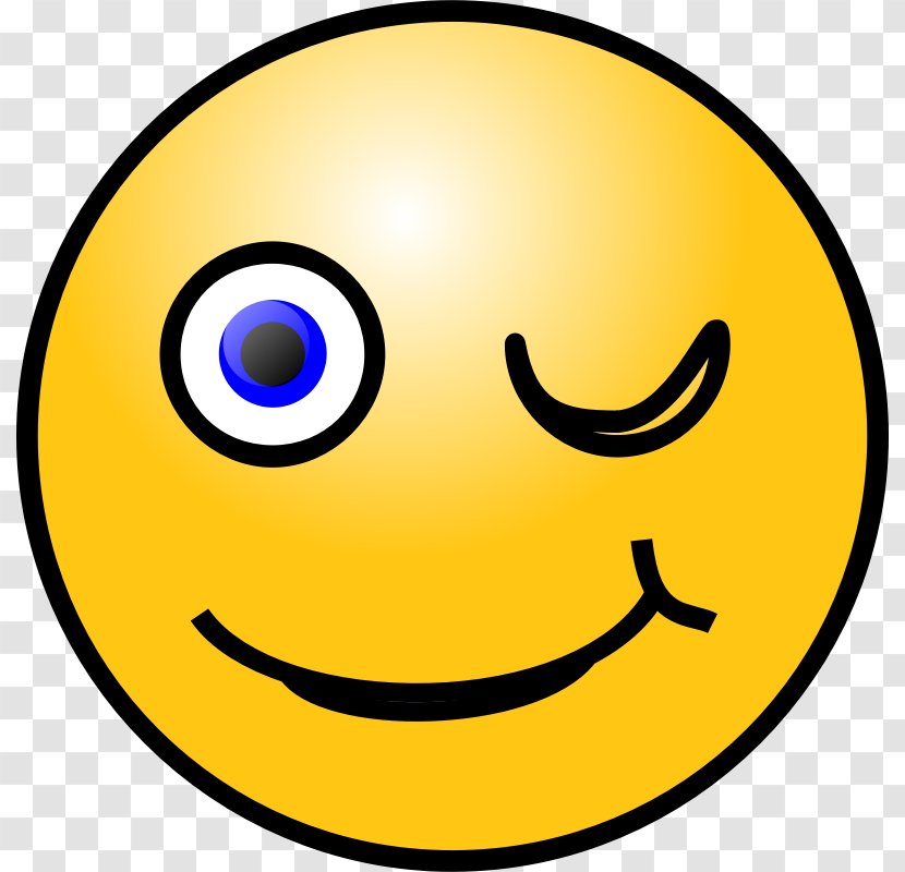 Smiley Emoticon Wink Clip Art - Yellow - Face Transparent PNG