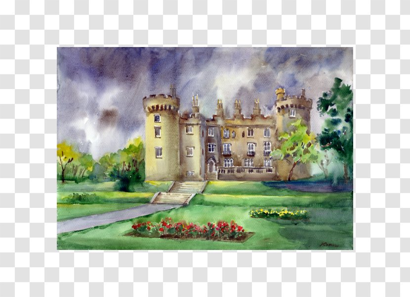Watercolor Painting Kilkenny Castle Rose Garden Road - Paint Transparent PNG