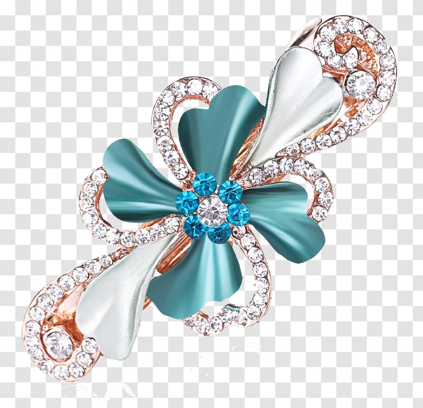 Fashion Accessory Rhinestone Price Wholesale - Turquoise - Small Bow Hairpin Side Clip Hair Accessories Transparent PNG