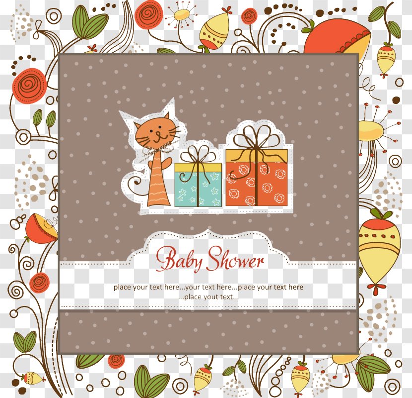 Diaper Infant Clip Art - Photography - Cartoon Cat Welcome Party Card Vector Transparent PNG