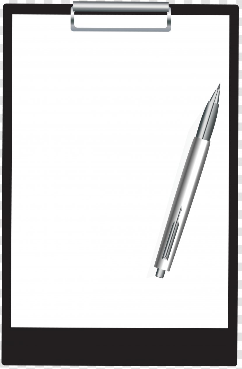 Black And White Technology Area Angle - Office - Clipboard With Pen Clip Art Image Transparent PNG
