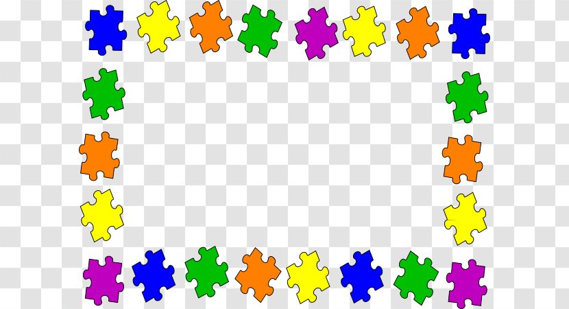 Autism Clip Art - Leaf - Puzzle Border Cliparts Transparent PNG