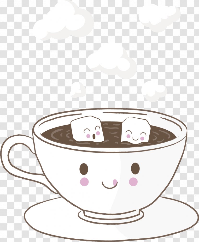 Coffee Cup Tea Cafe Mug - Cappuccino - Cartoon Transparent PNG