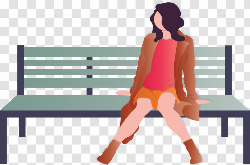 Park Bench Girl Transparent PNG