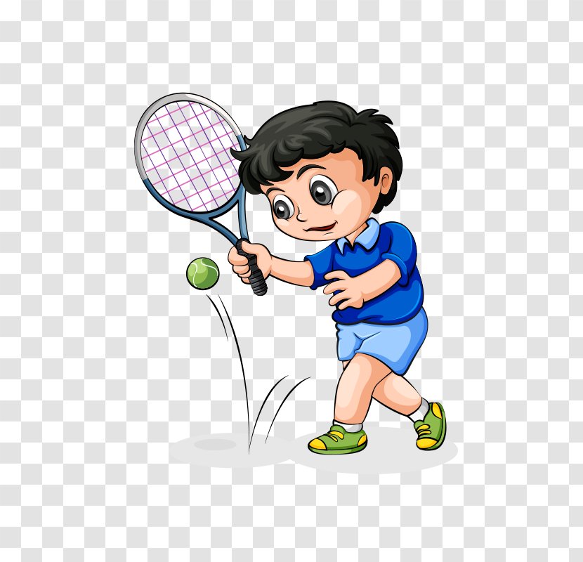 Tennis Cartoon Illustration - Male - Little Boy Playing Transparent PNG
