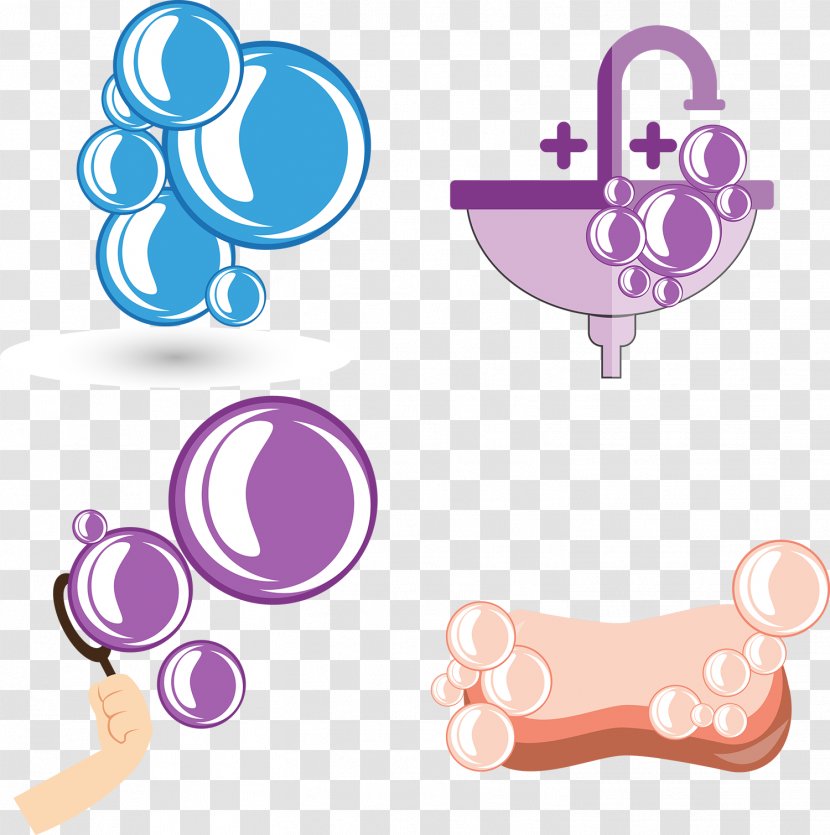 Foam Bathing Clip Art - Pink - Cute Bath Bubble Vector Transparent PNG