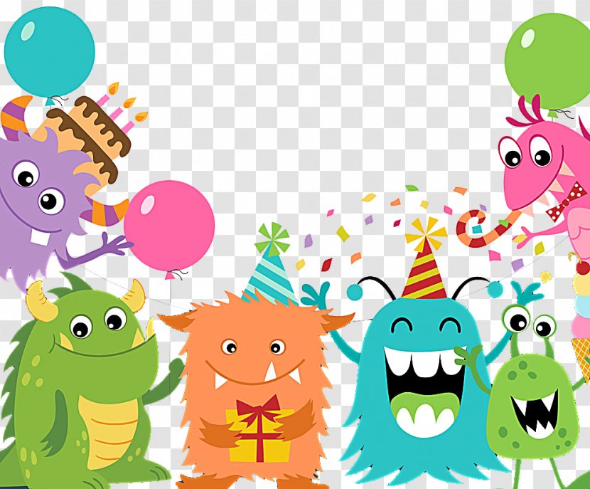Happy Birthday To You Euclidean Vector Greeting Card Cumpleaxf1os Feliz - Cartoon - Monster Transparent PNG