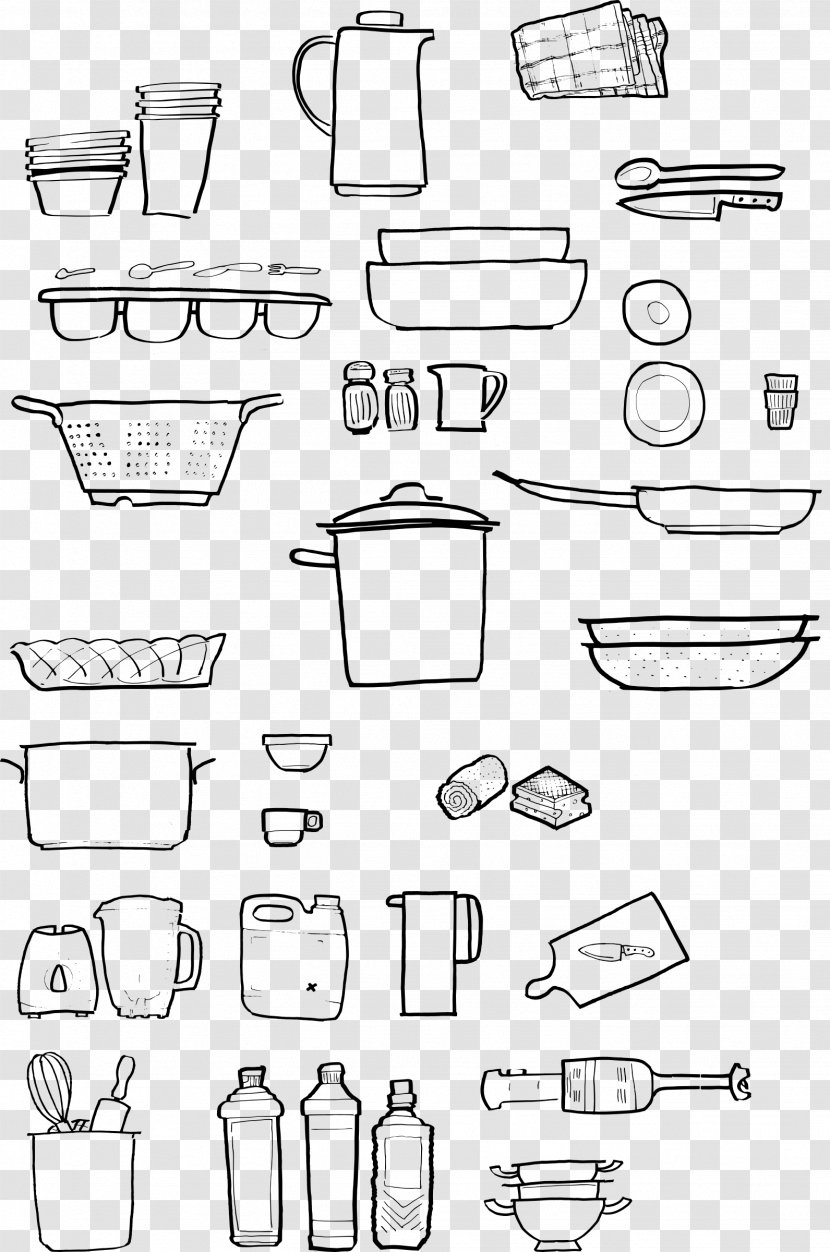 Drawing Kitchen Utensil Paper Cookware - Tool - Color Utensils Transparent PNG