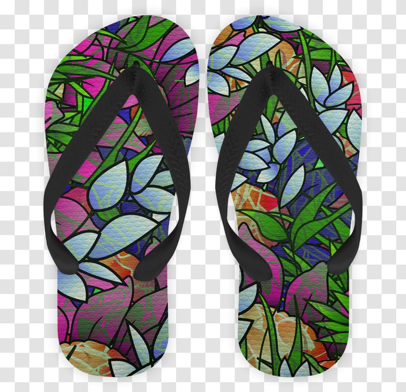Stained Glass Flip-flops Shoe - Sandal - Greenery Transparent PNG
