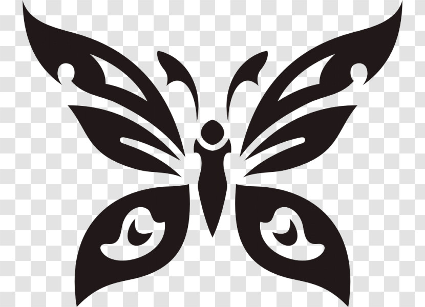 Butterfly Black Black-and-white Moths And Butterflies Stencil Transparent PNG