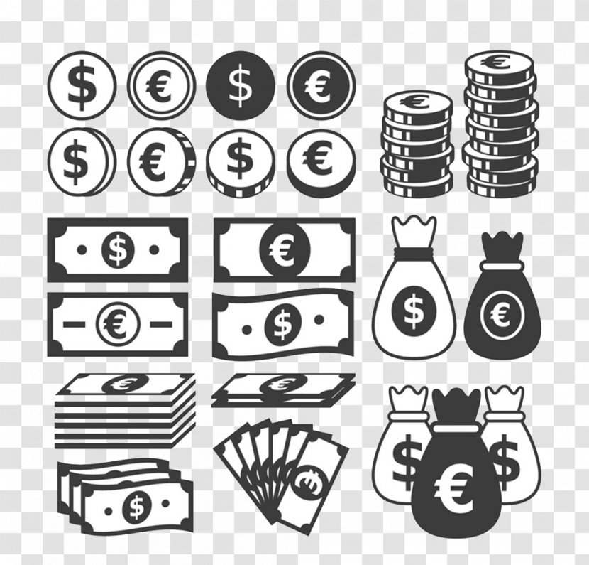 Money Coin Banknote Icon - Monochrome Photography - Coins And Banknotes Transparent PNG