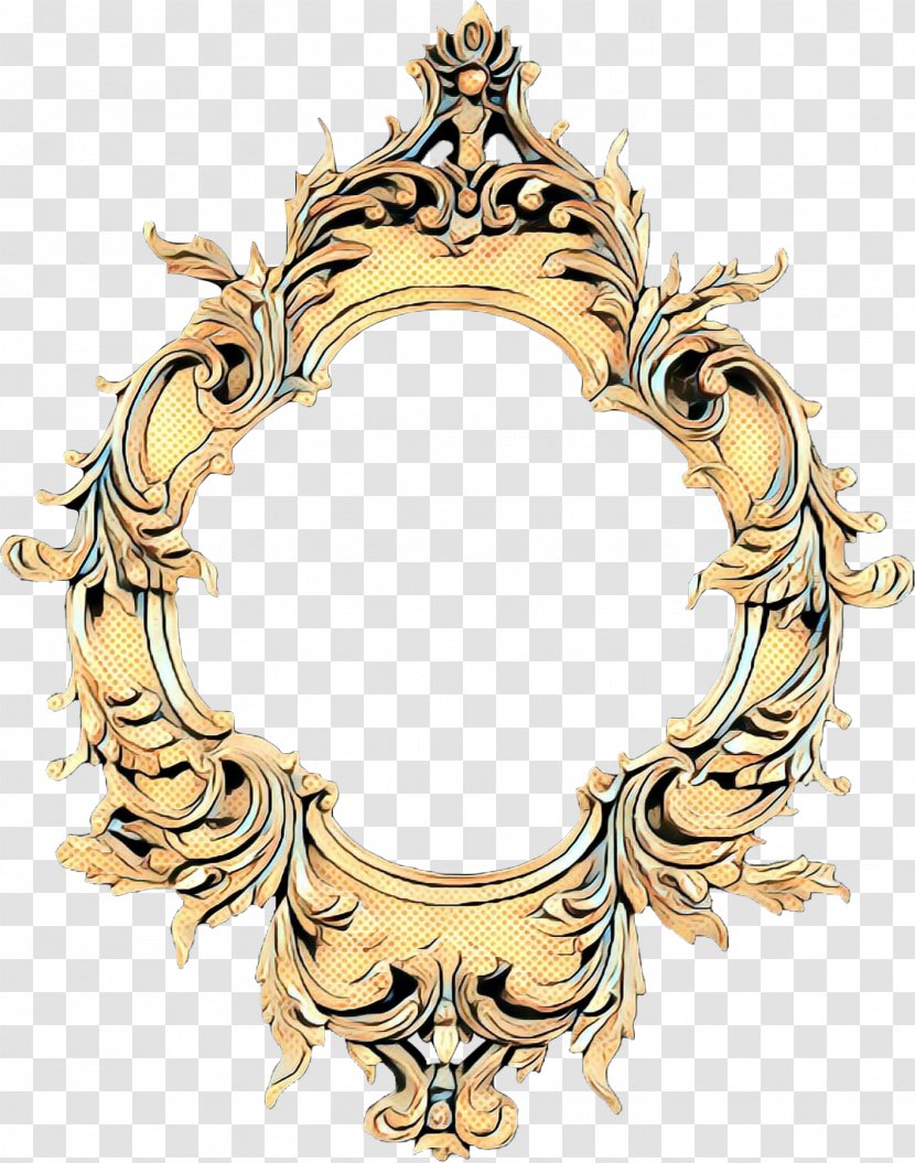 Brass Metal Ornament Mirror - Retro Transparent PNG