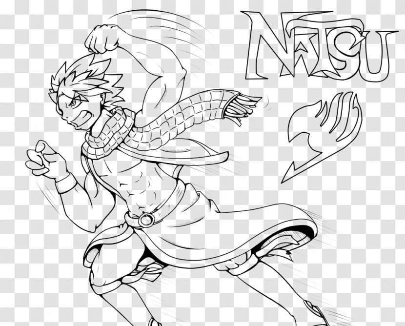 Line Art Drawing Natsu Dragneel Character Cartoon - Frame - Logo Transparent PNG