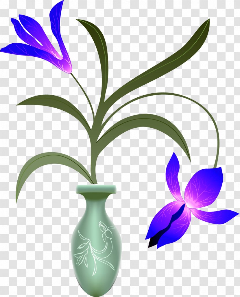Vase Drawing Flower - Floral Design - Iris Transparent PNG
