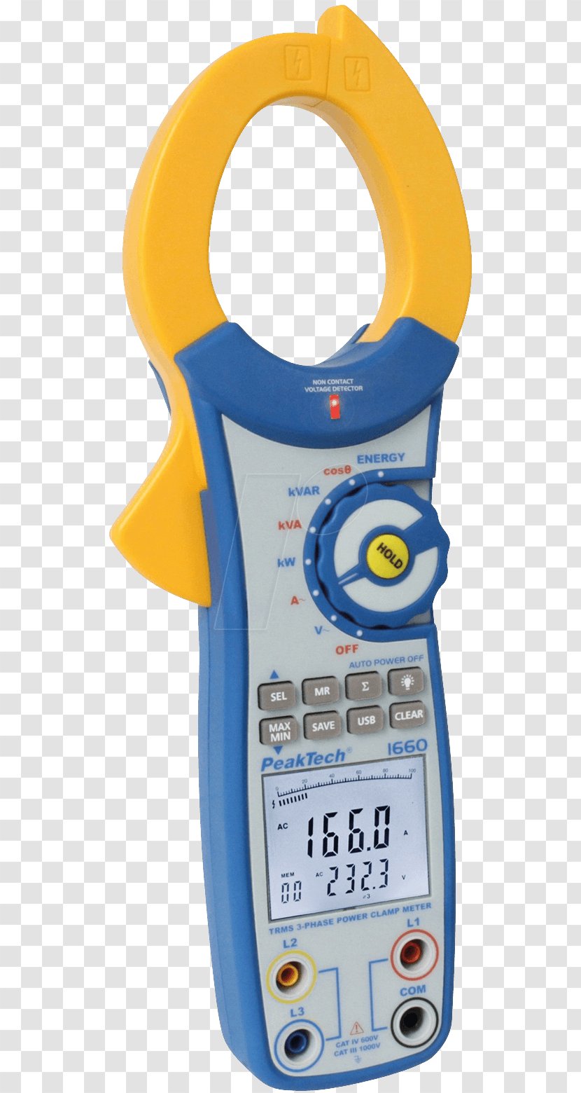 Current Clamp Multimeter Three-phase Electric Power Alternating - Electronics - Saz Clamping Instrument Transparent PNG