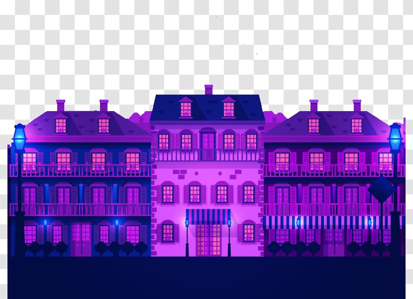 Facade Graphic Design Illustration - Building - Purple House Transparent PNG