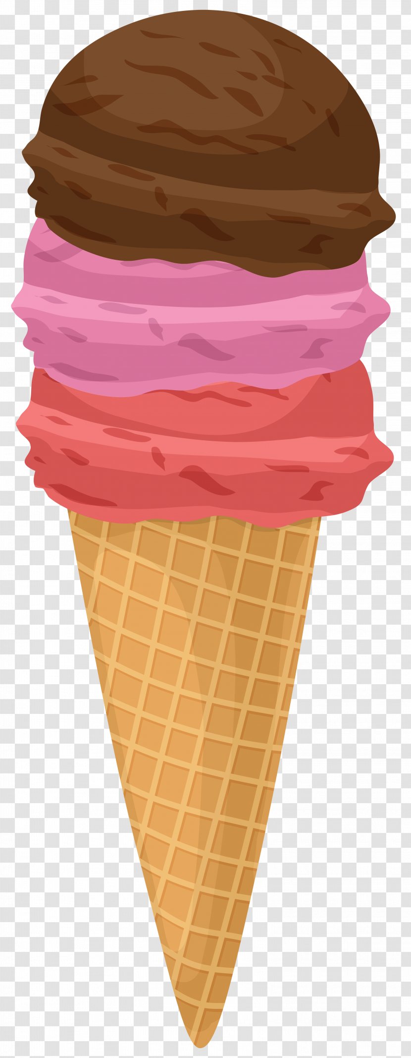 Ice Cream Cones Strawberry Neapolitan - Dessert Transparent PNG