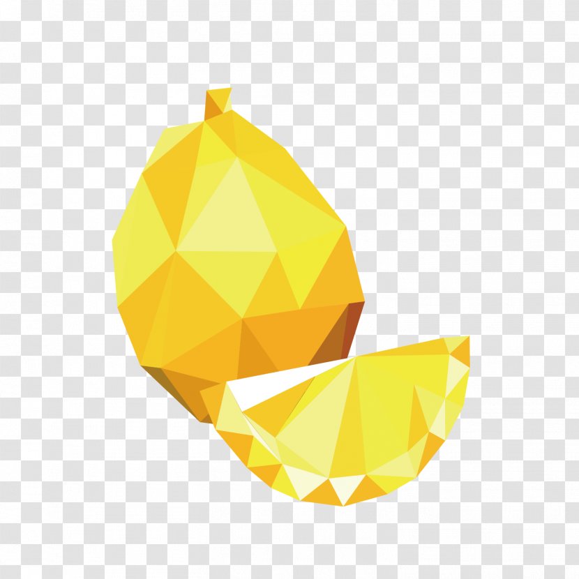 Polygon Pear Fruit Lemon - Geometric Shape - Vector Transparent PNG