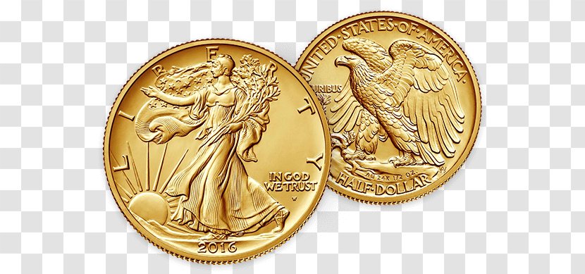 Gold Coin Walking Liberty Half Dollar Standing Quarter - Uncirculated Transparent PNG