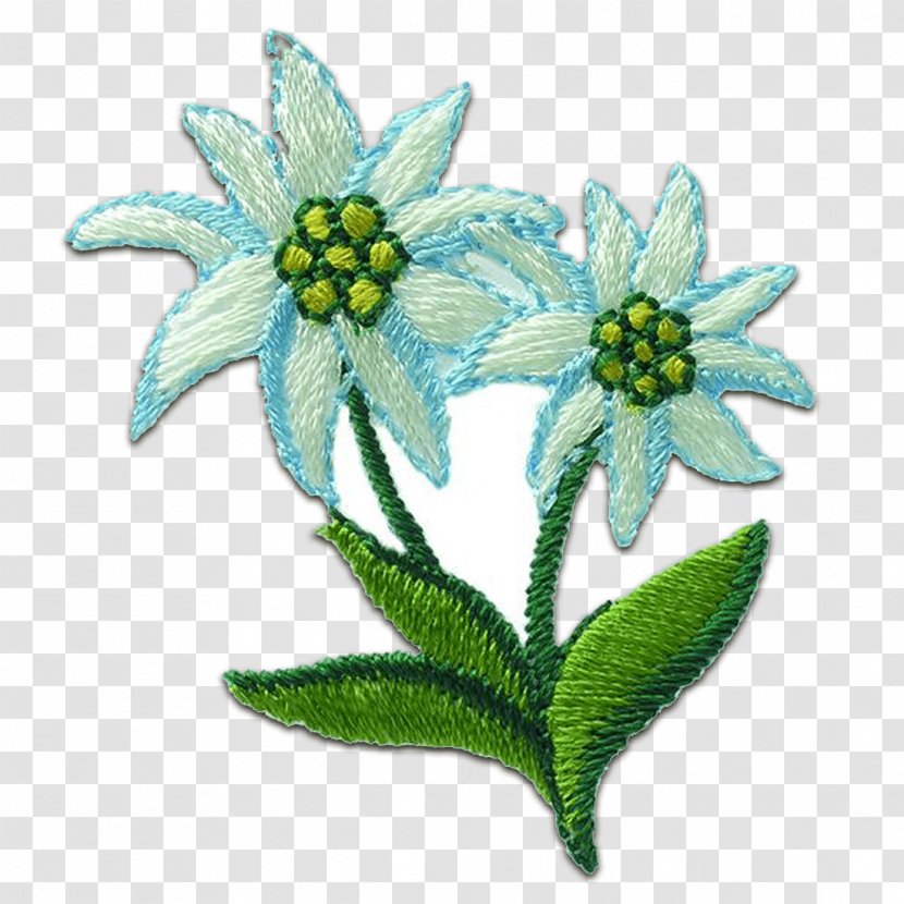 Flower Edelweiss Embroidered Patch Embroidery Green Transparent PNG