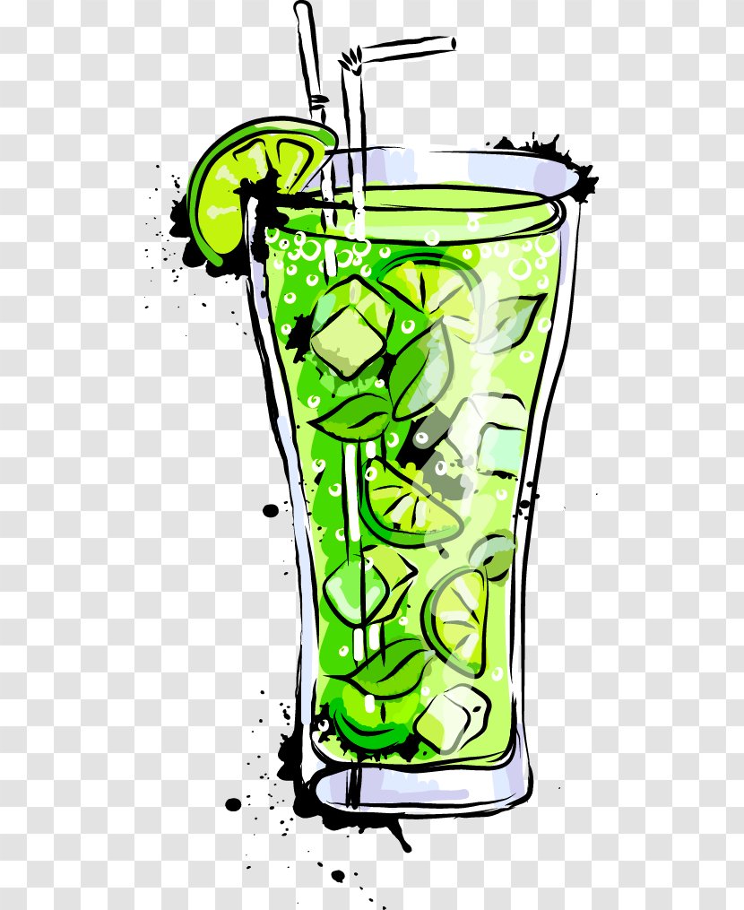 Cocktail Mojito Negroni Martini - Vector Cartoon Drink Green Transparent PNG